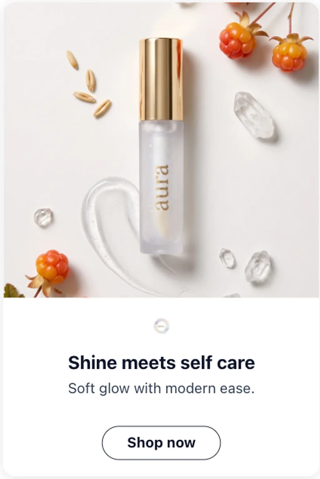 Aura shine meets self care half page unit