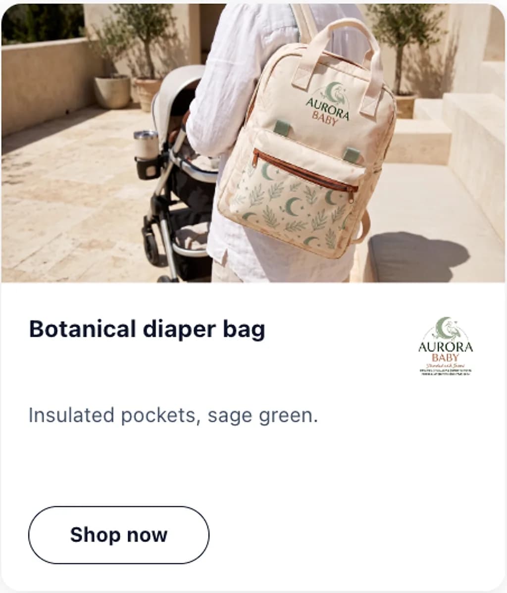 Aurora Baby diaper bag portrait unit