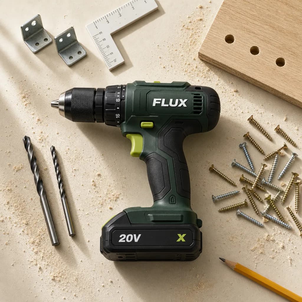 Flux cordless drill photo generated on brand