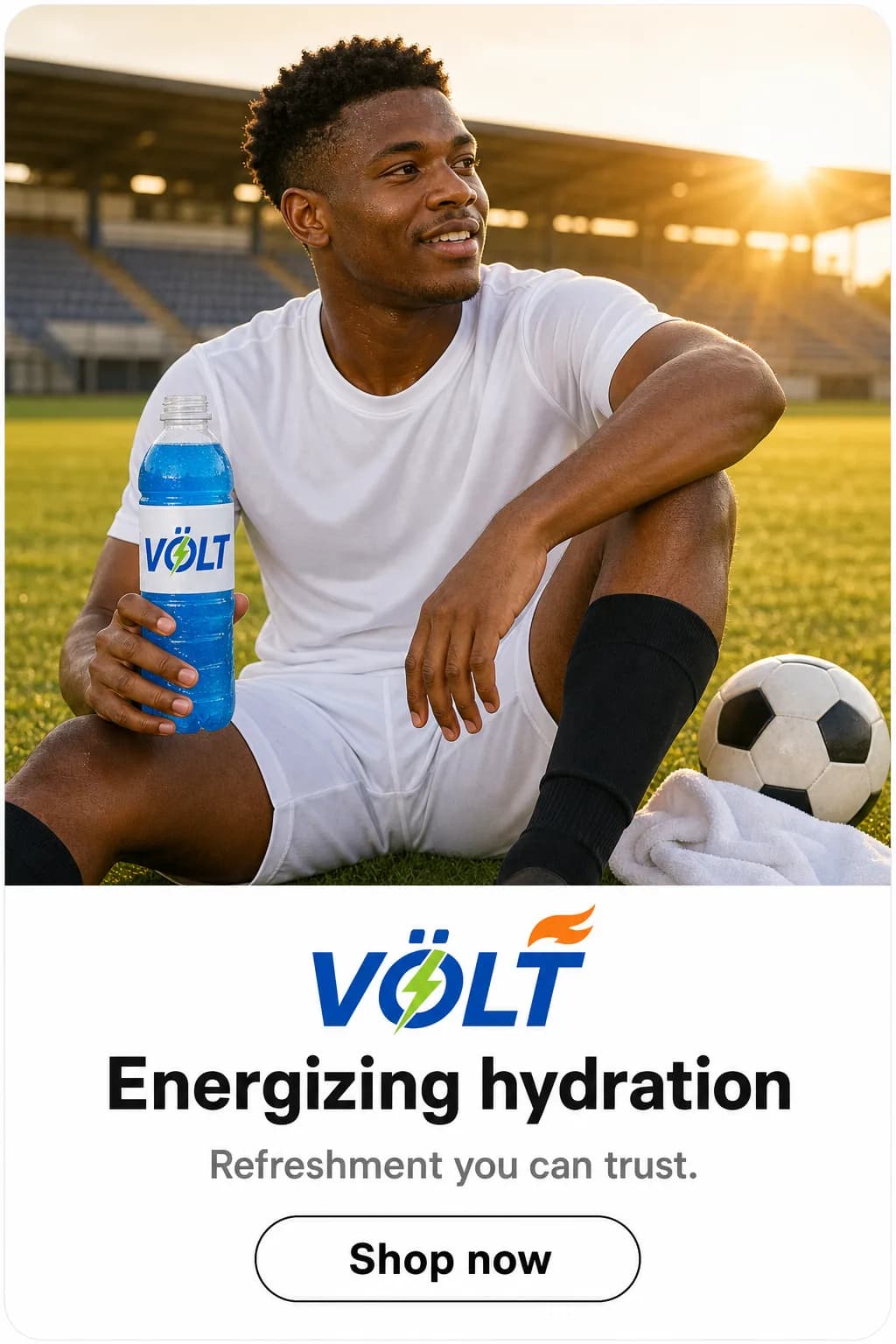 Völt energizing hydration half page ad