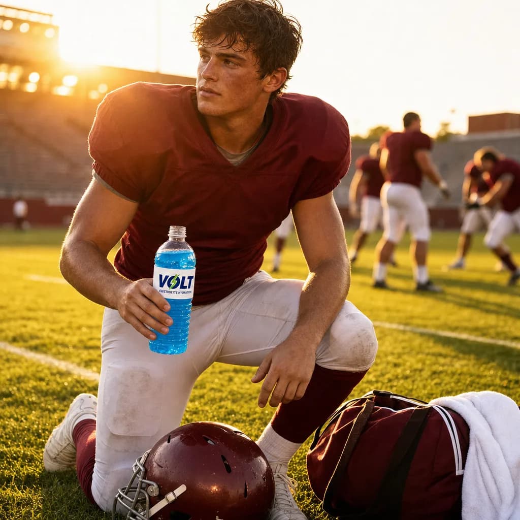 Athlete holding a Volt electrolyte bottle
